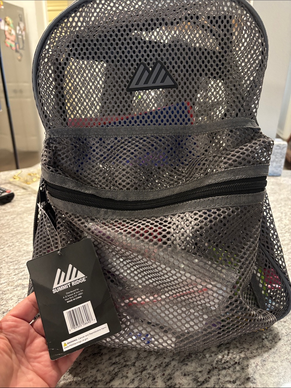 Gray Mesh Backpack with Supplies Inclided